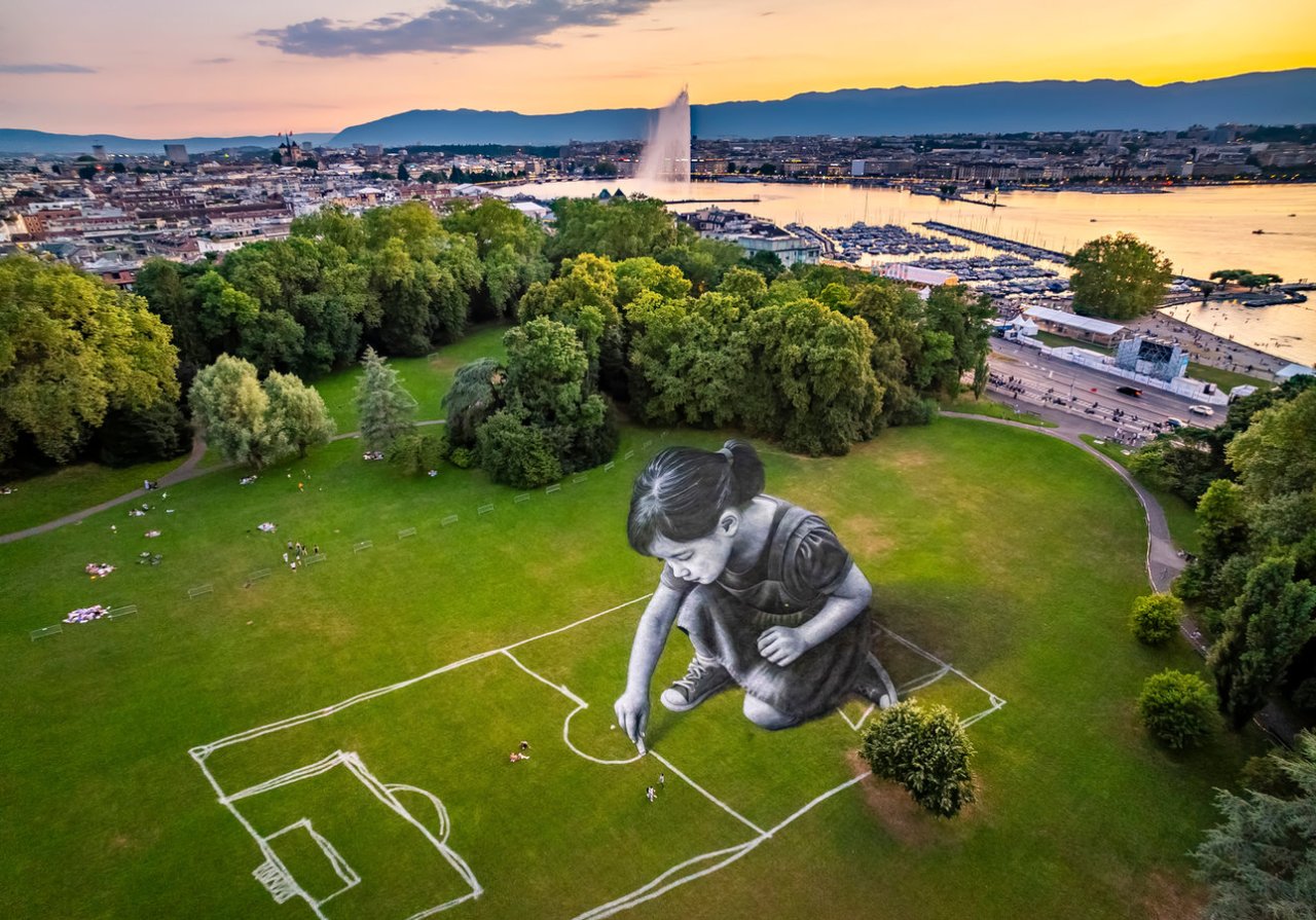 Giant painting to mark Women’s Euros football is pitch&nbsp;perfect